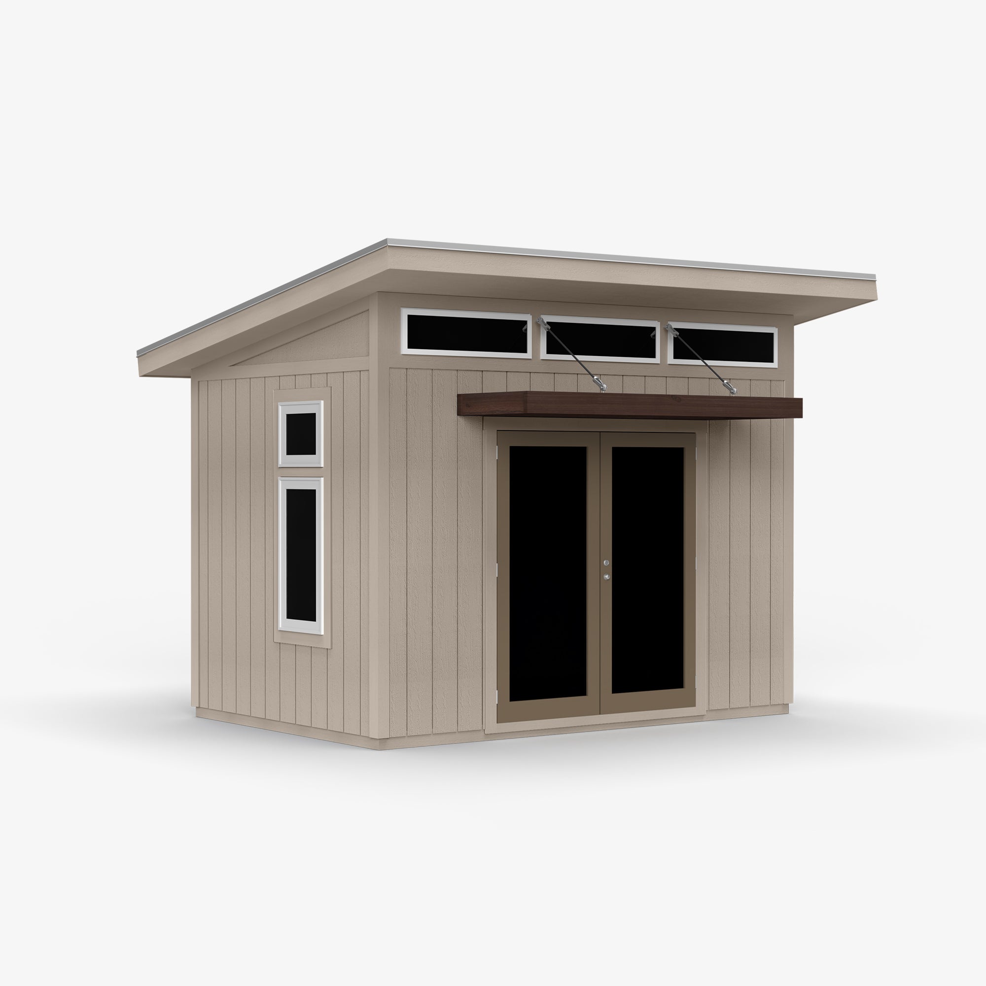 unpainted studio shed