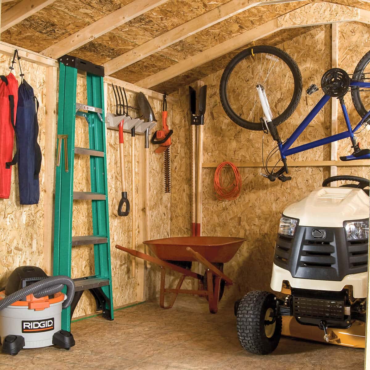 interior with tools and lawn mower 