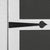 Close-up of a decorative shed door hinge with a textured black metal design.